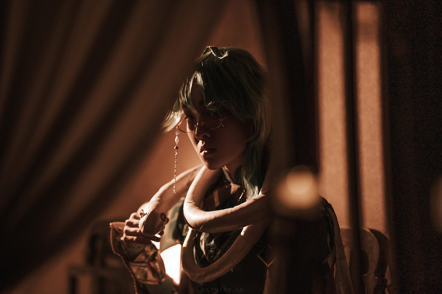 Genshin Impact Baizhu cosplay photoshoot in Singapore.