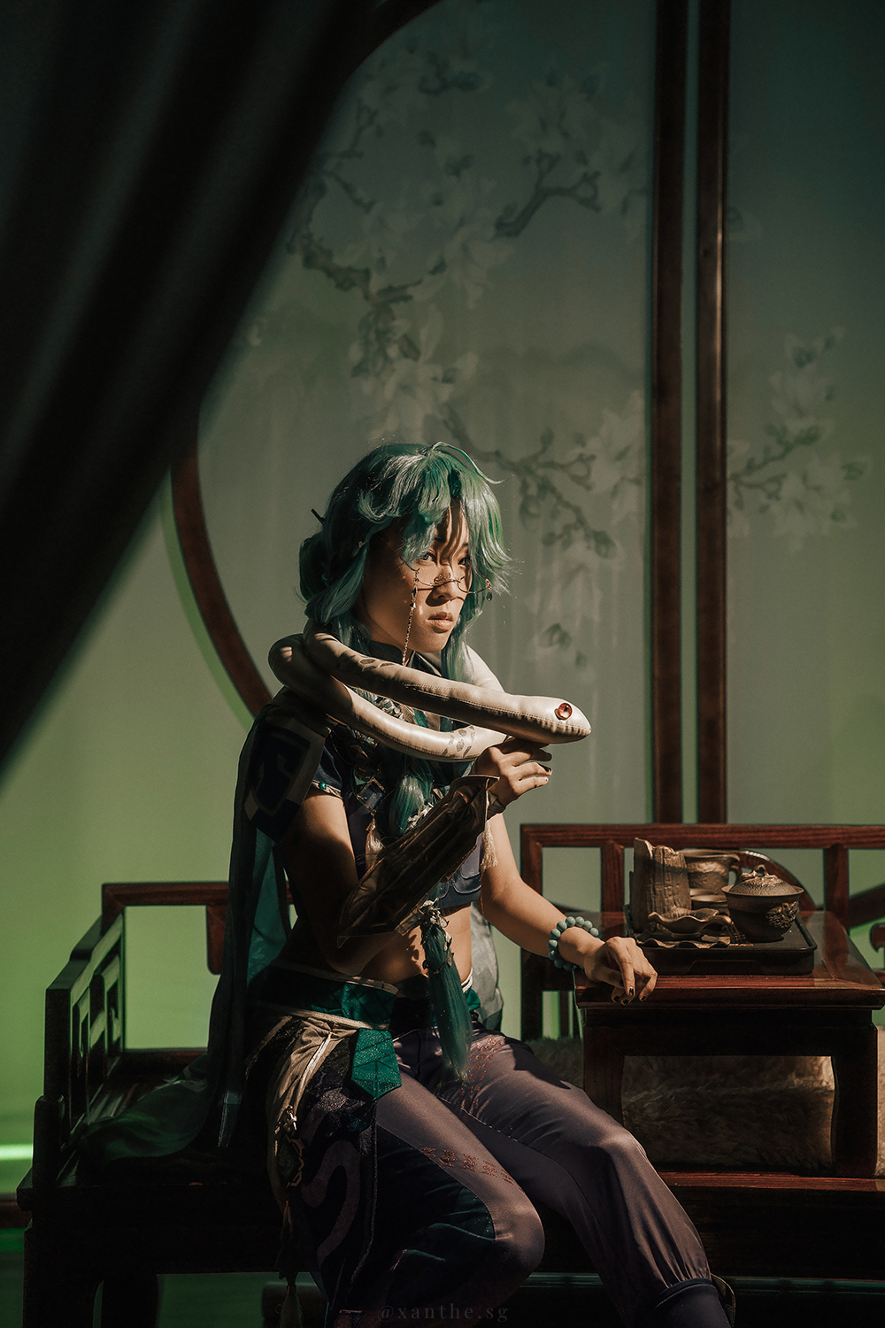 Genshin Impact Baizhu cosplay photoshoot in Singapore.