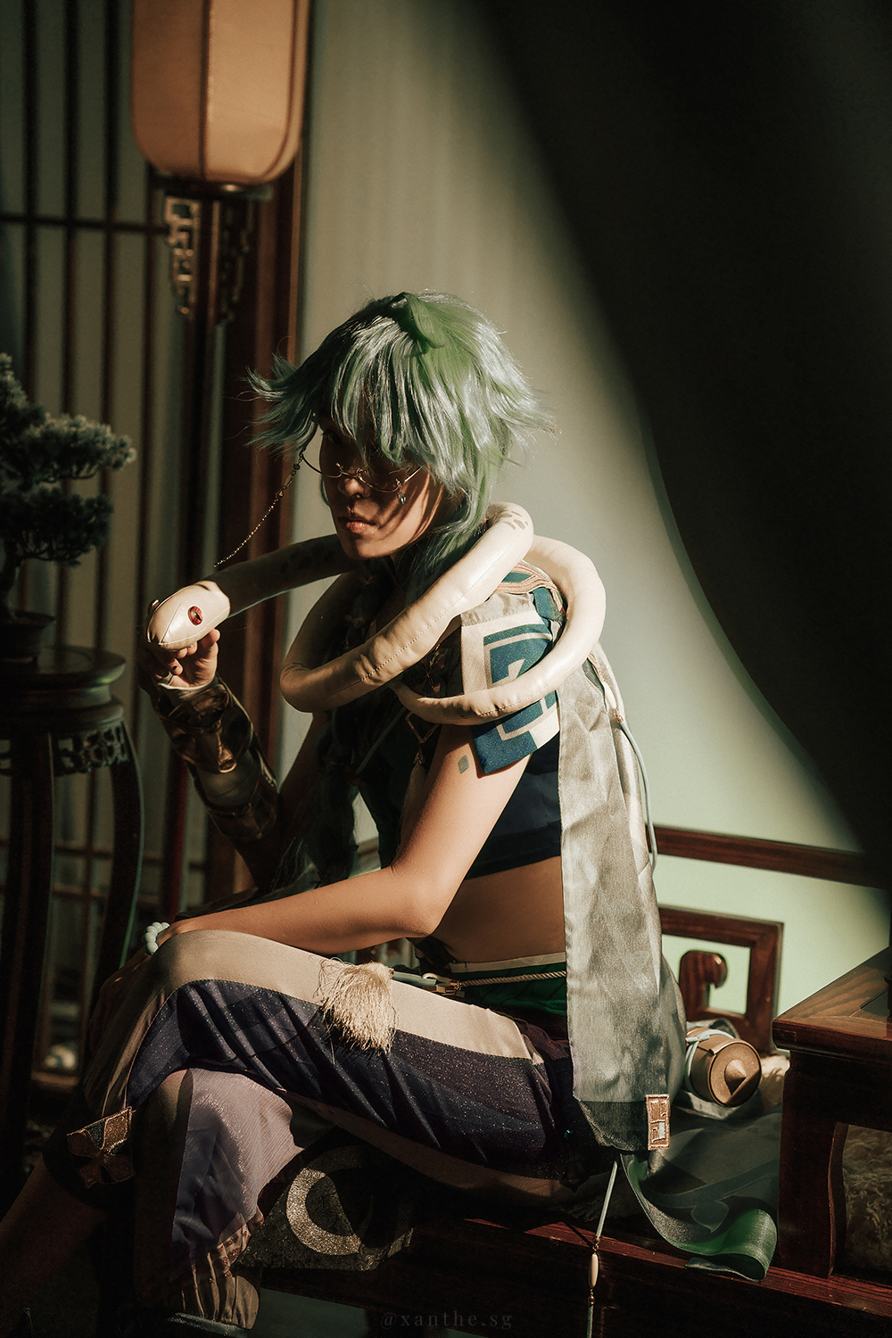 Genshin Impact Baizhu cosplay photoshoot in Singapore.
