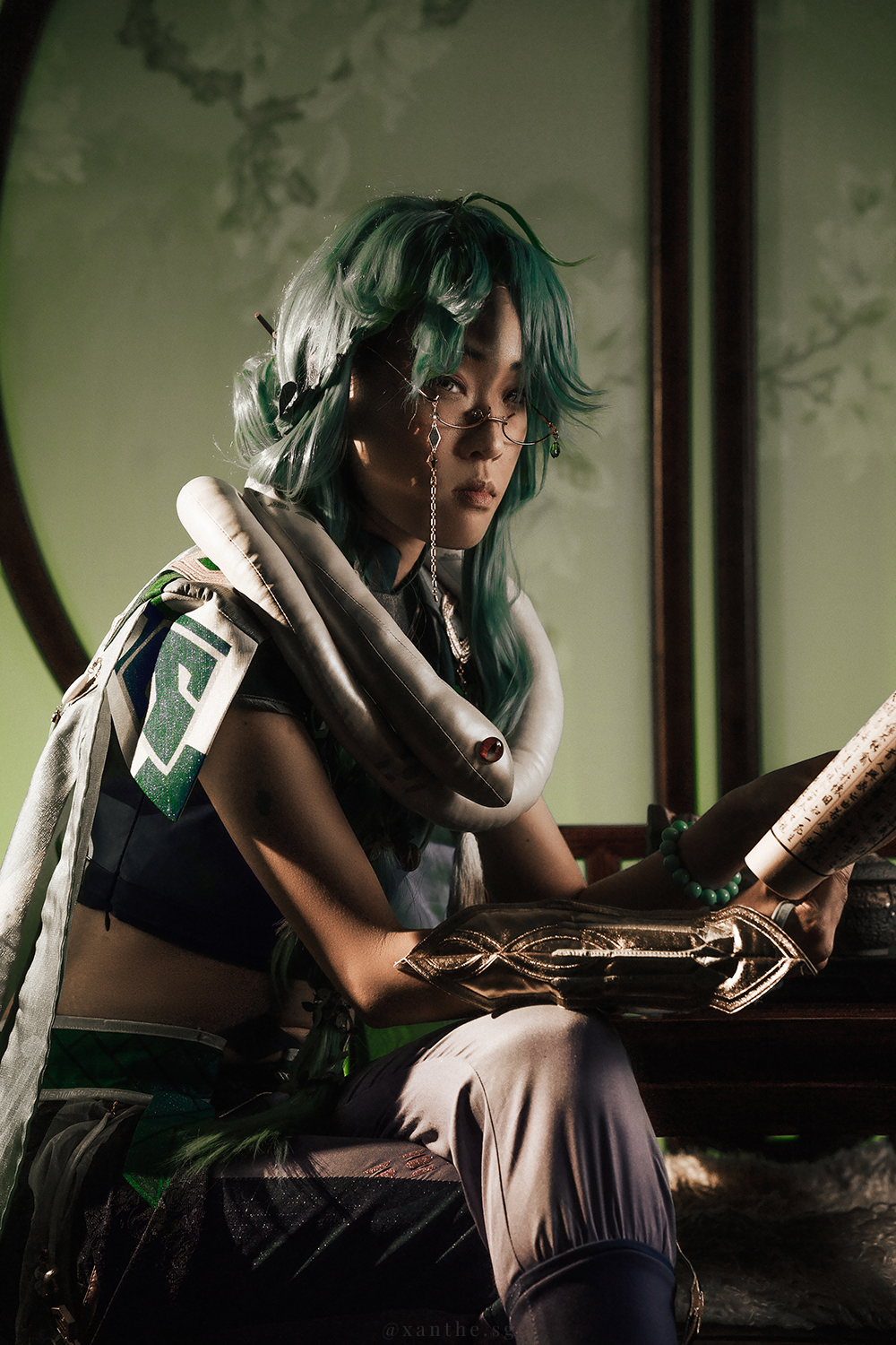 Genshin Impact Baizhu cosplay photoshoot in Singapore.
