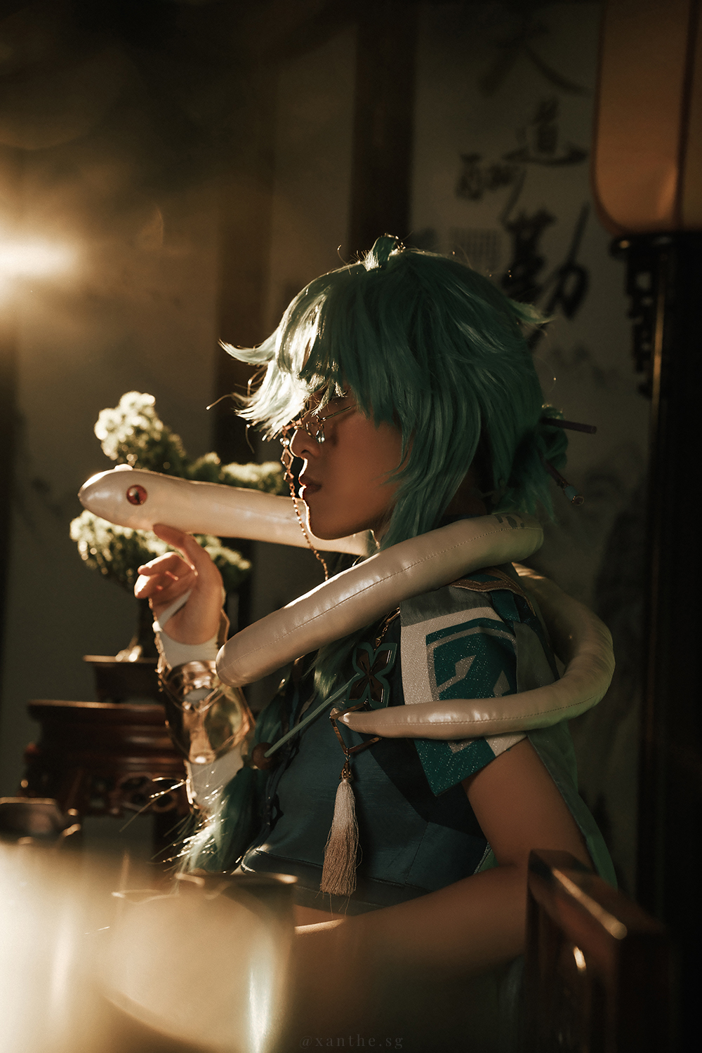 Genshin Impact Baizhu cosplay photoshoot in Singapore.