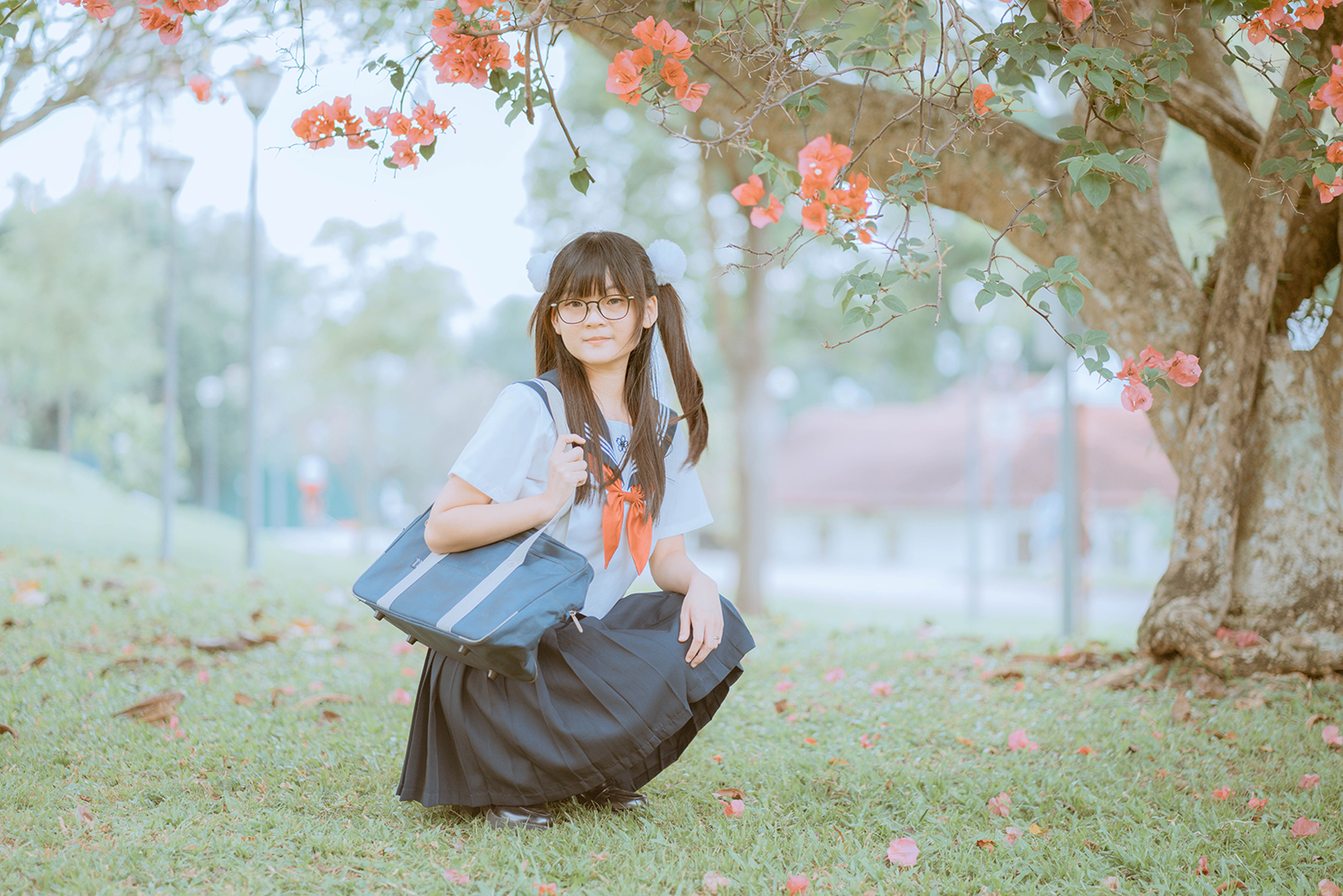 Seifuku portrait photoshoot at Sembawang Park, Singapore.