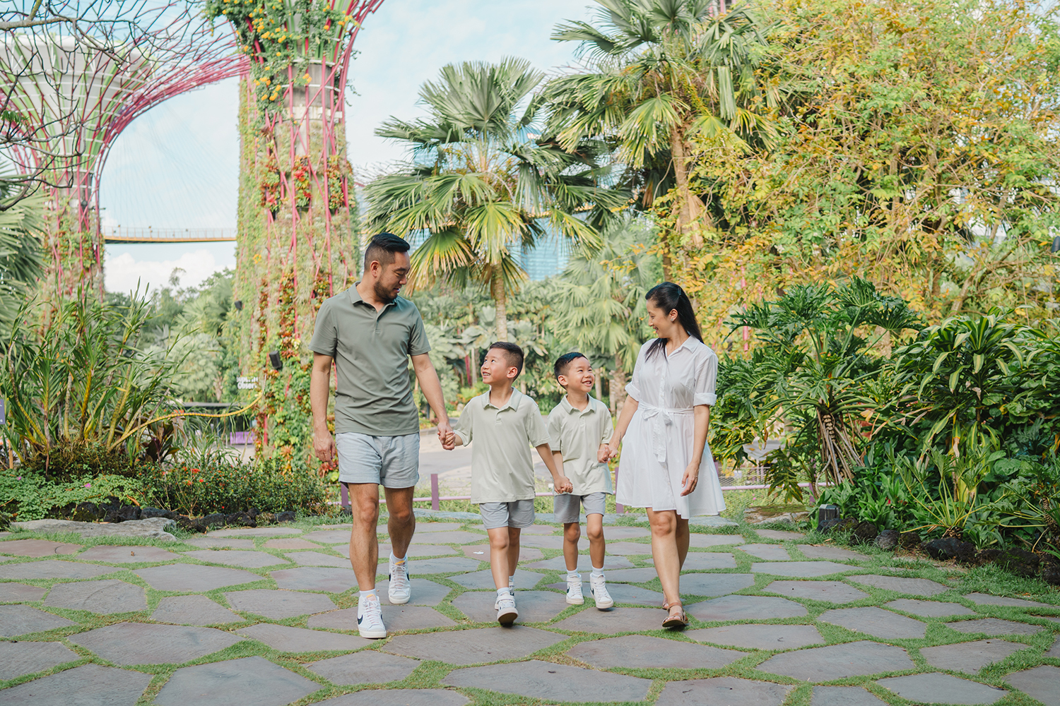 Family vacation photoshoot at Gardens by the Bay, Singapore.