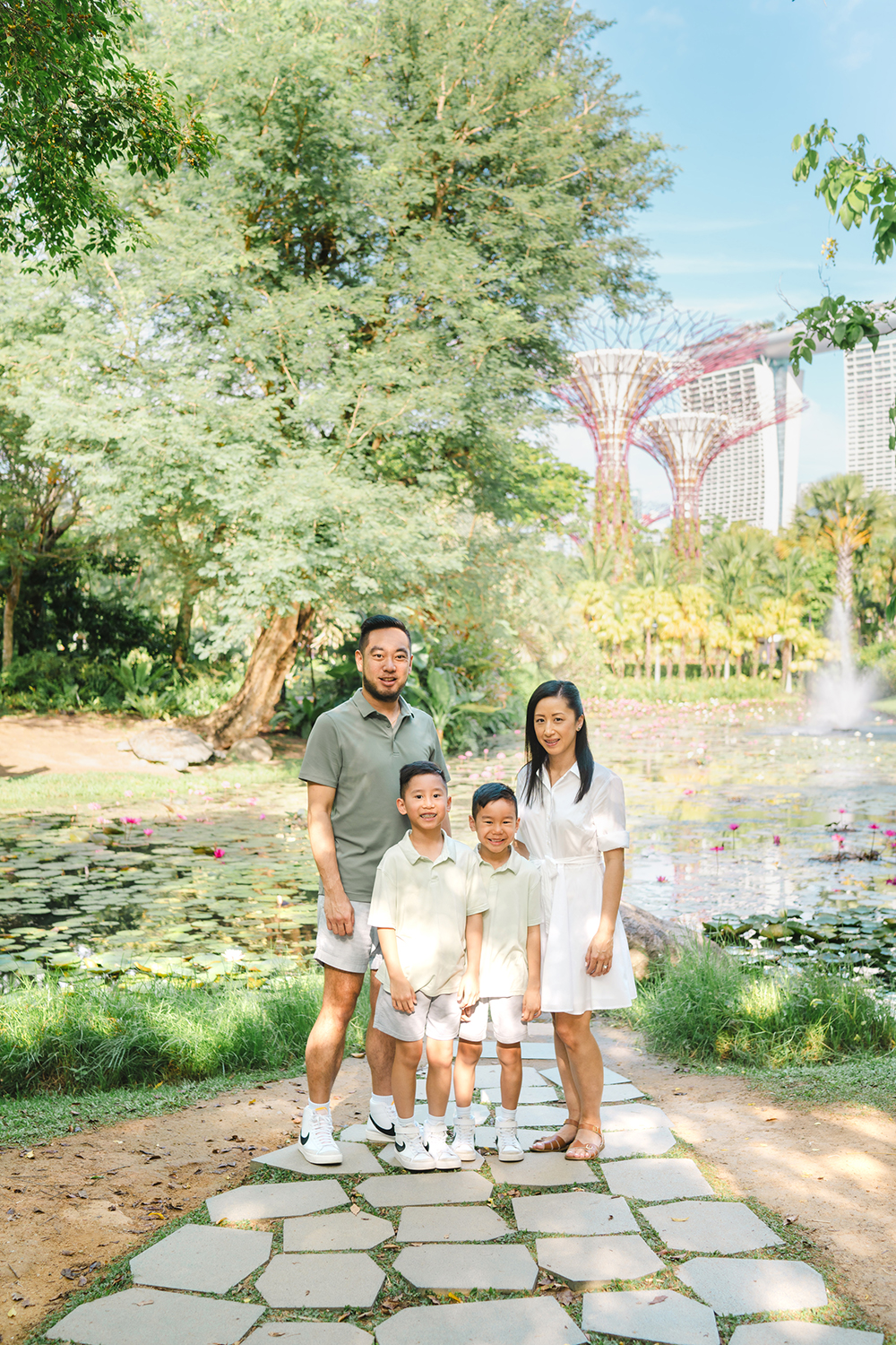 Family vacation photoshoot at Gardens by the Bay, Singapore.