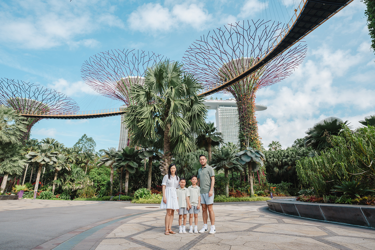Family vacation photoshoot at Gardens by the Bay, Singapore.