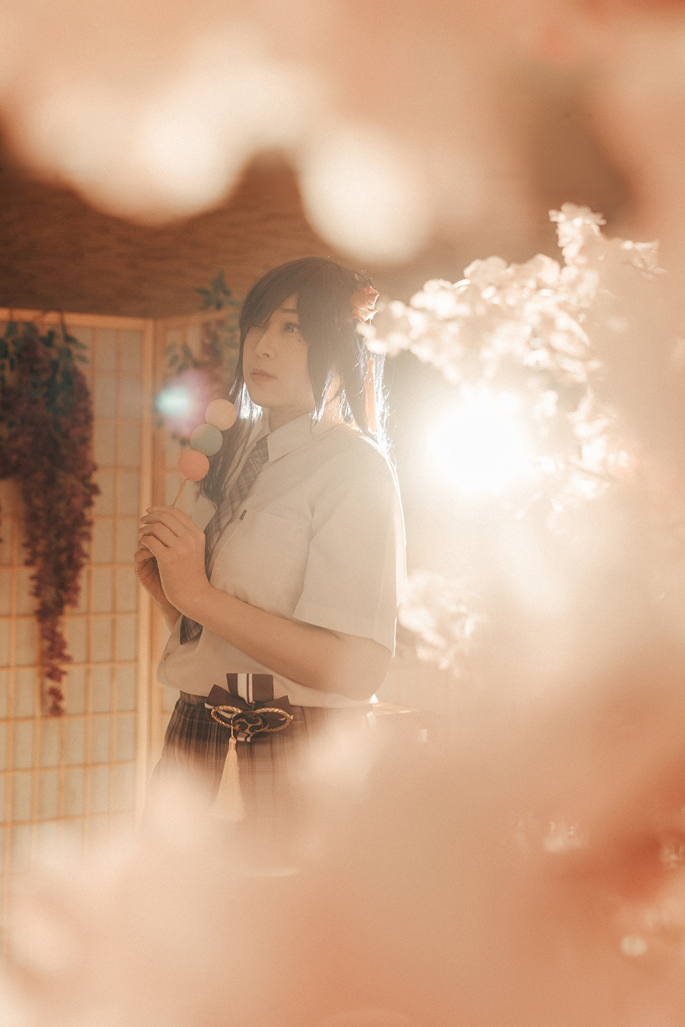 Genshin Impact Raiden seifuku cosplay photoshoot at Lunarworks Studio, Singapore.