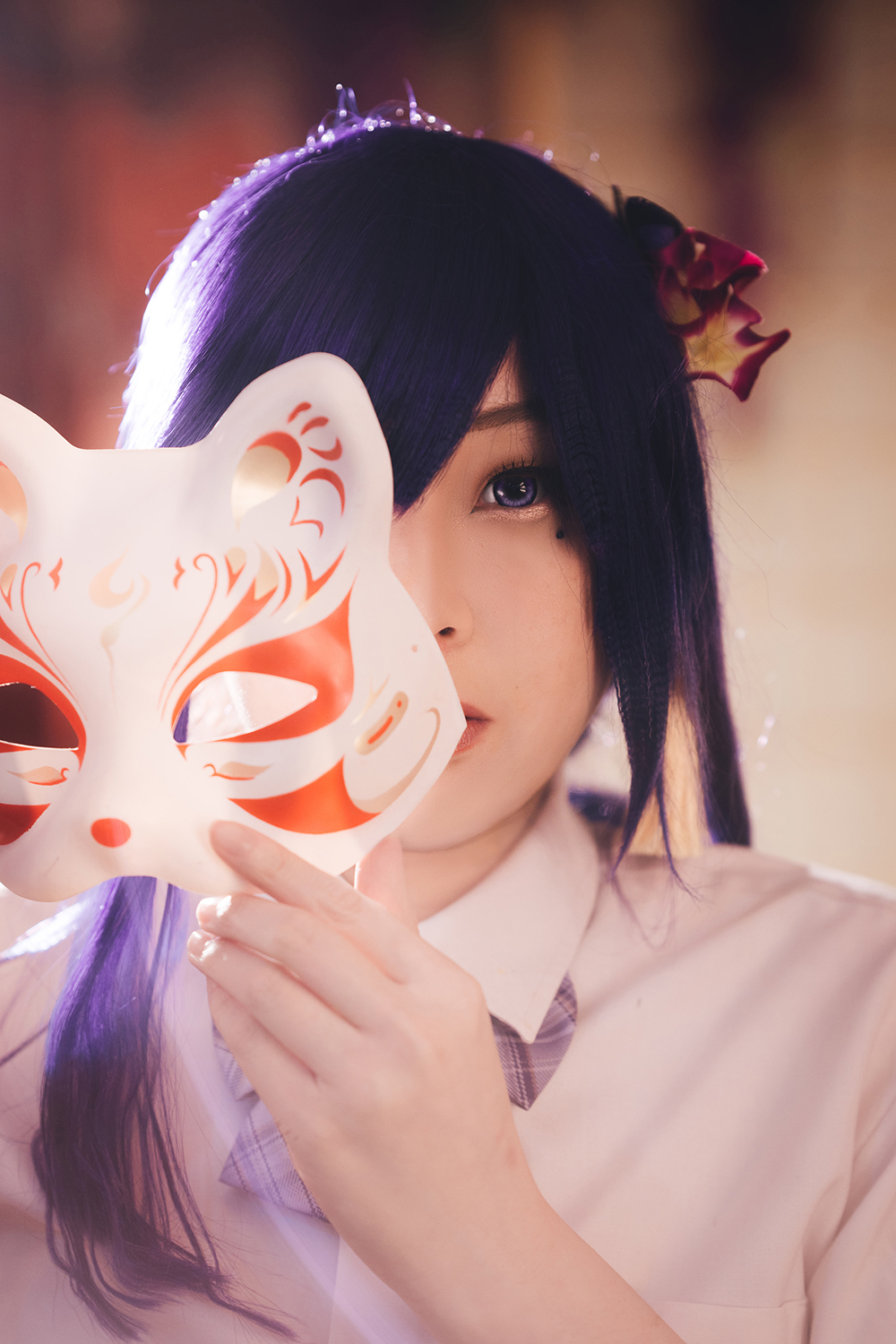 Genshin Impact Raiden seifuku cosplay photoshoot at Lunarworks Studio, Singapore.