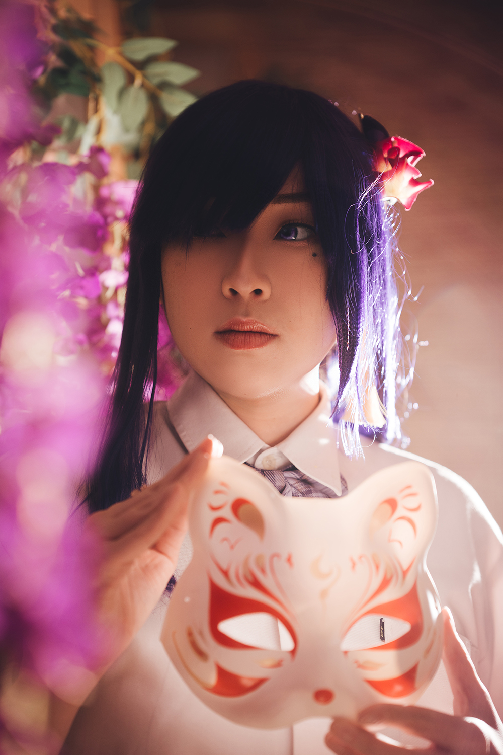 Genshin Impact Raiden seifuku cosplay photoshoot at Lunarworks Studio, Singapore.
