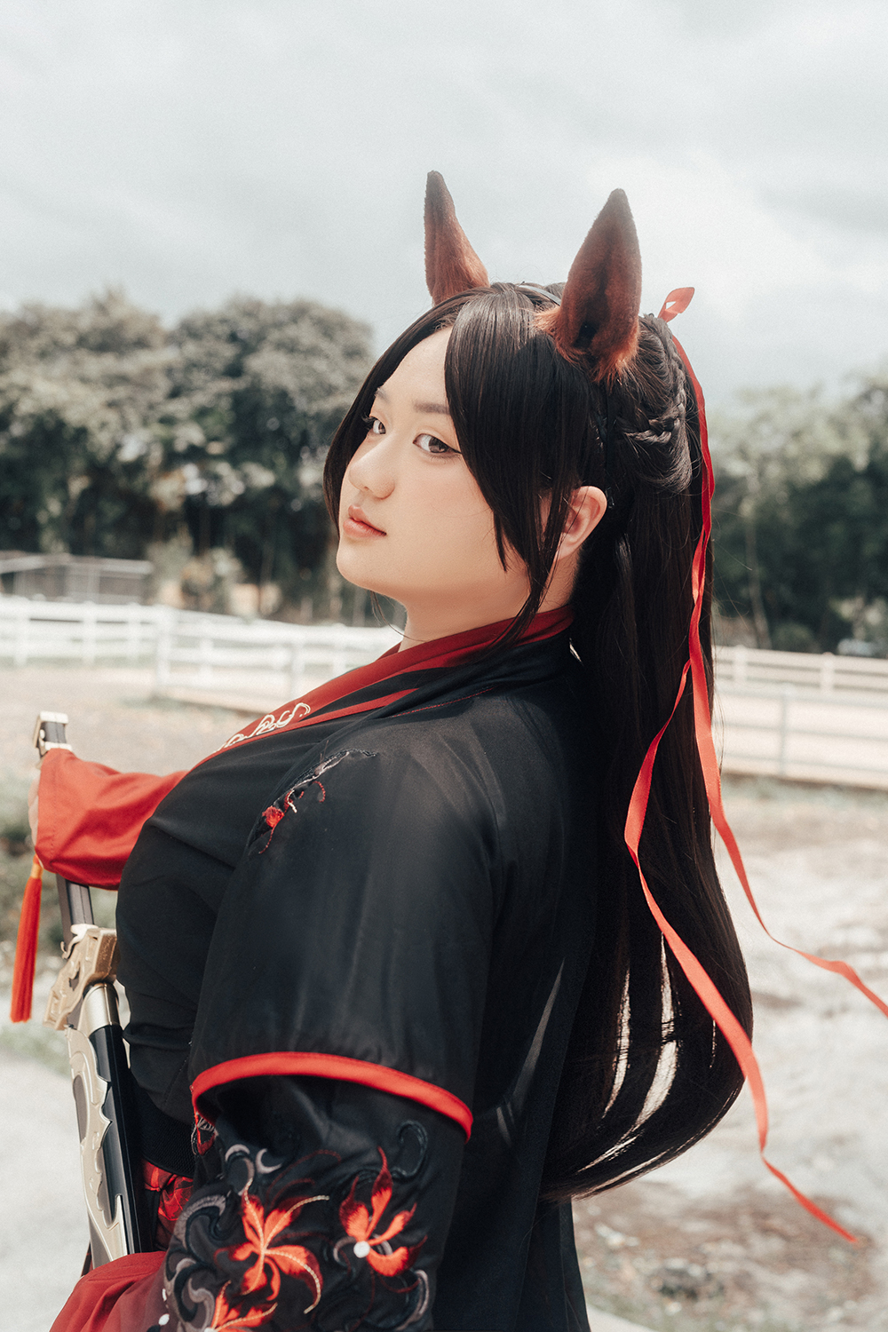 Chinese hanfu photoshoot at Gallop Stable, Singapore.