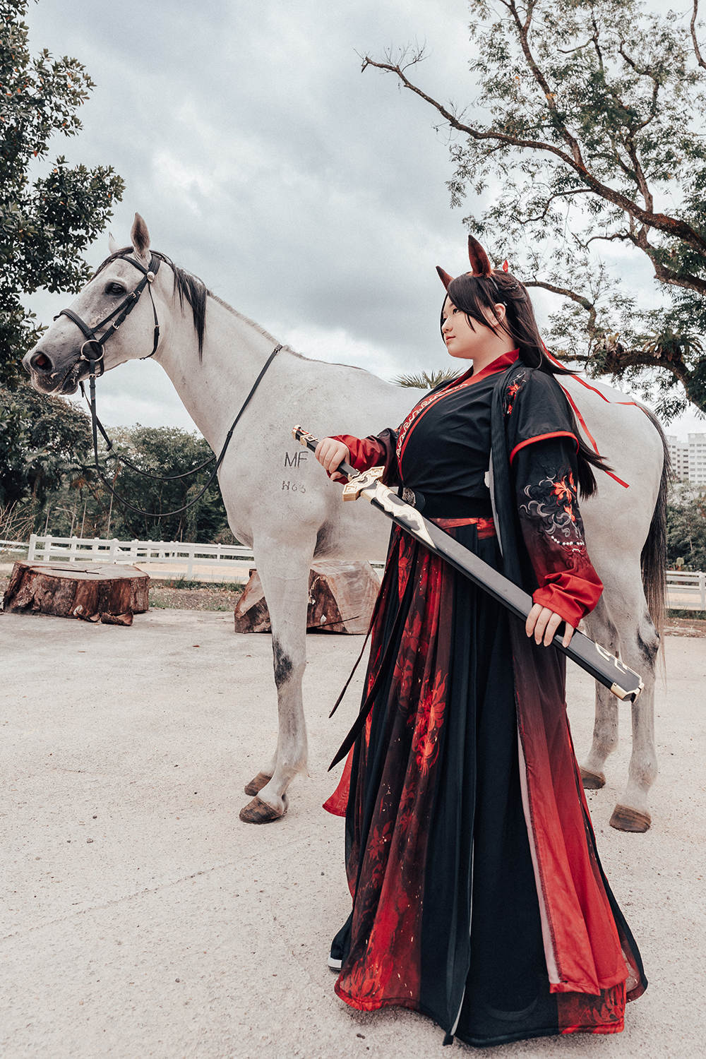 Chinese hanfu photoshoot at Gallop Stable, Singapore.