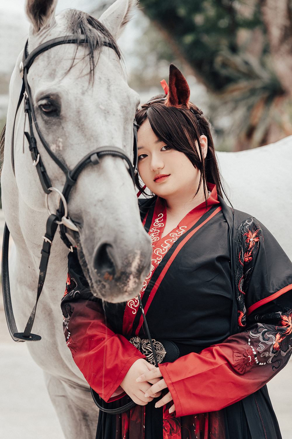 Chinese hanfu photoshoot at Gallop Stable, Singapore.
